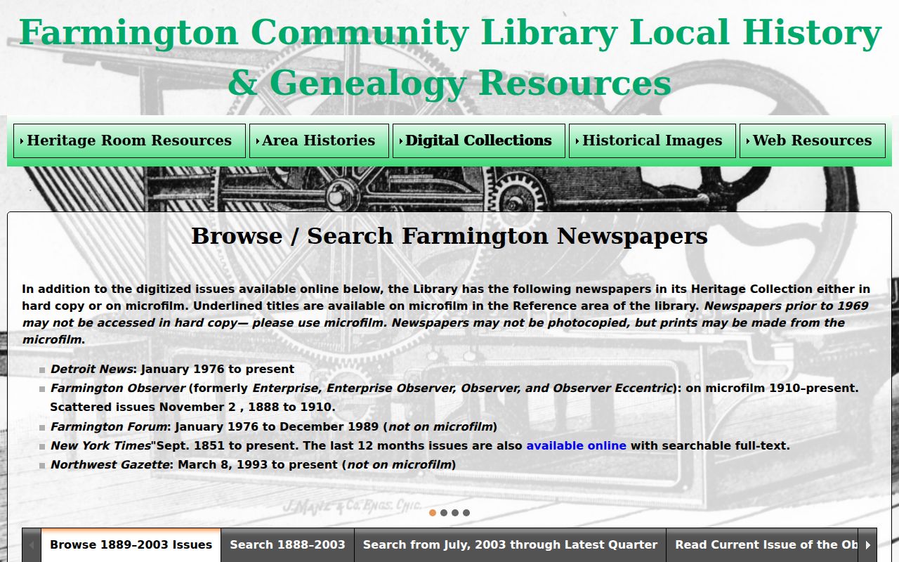 Farmington Hills city directory newspaper research collection