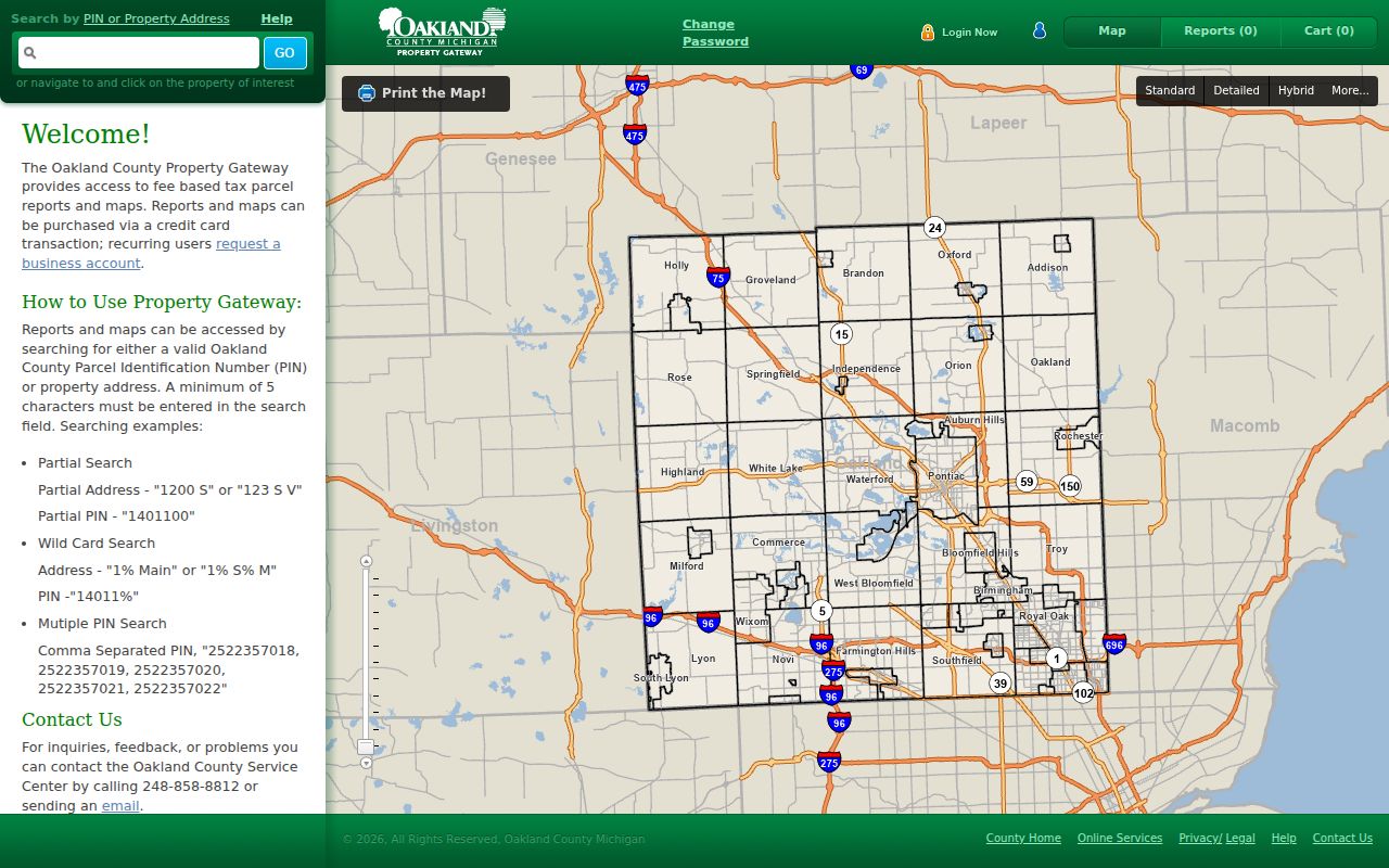 Farmington Hills residents directory Oakland County Property Gateway parcel search