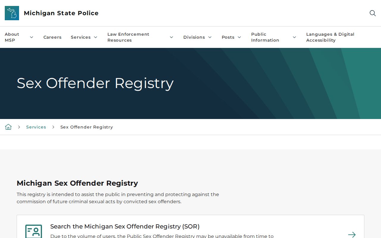 Farmington Hills resident lookup reference for the Michigan public sex offender registry