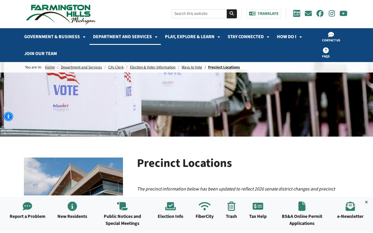 Farmington Hills ZIP code directory reference for city precinct locations